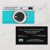 Moderne fotografie Blauwgroen blauwe camera fotogr Visitekaartje (Voorkant / Achterkant)