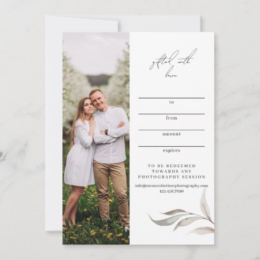 Moderne fotografie-cadeaubon | CadeauKaart (Achterkant)