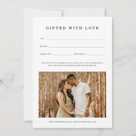 Moderne fotografie-cadeaubon | CadeauKaart (Achterkant)