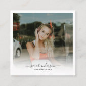 Moderne Fotografie Calligrafie Script Trendy Chic Vierkante Visitekaartje (Voorkant)