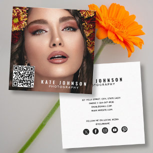 Moderne fotografie Eenvoudige foto Minimale QR-cod Vierkante Visitekaartje