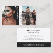 Moderne fotografie, eenvoudige zwarte witte fotogr visitekaartje (Voorkant / Achterkant)