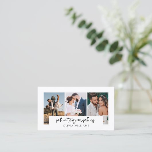 Moderne fotografie fotocollage QR-code Visitekaartje (Staand voorkant)