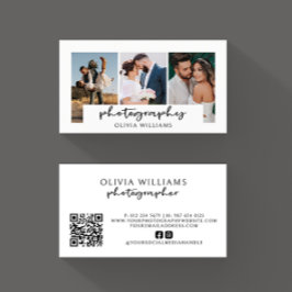 Moderne fotografie fotocollage QR-code Visitekaartje