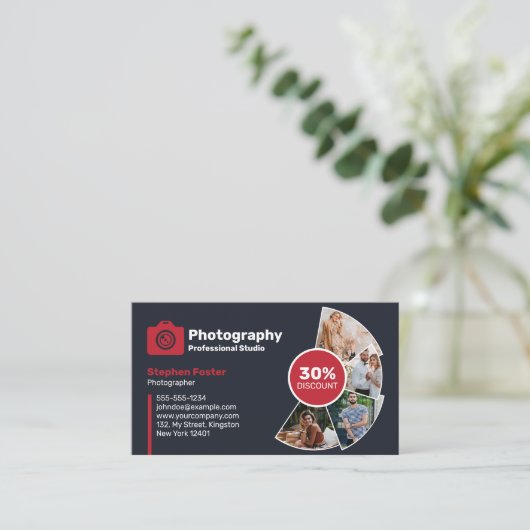 Moderne Fotografie Fotograaf QR Code Visitekaartje (Staand voorkant)