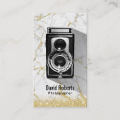 Moderne fotografie Gold Marble fotograaf camera Visitekaartje (Voorkant)