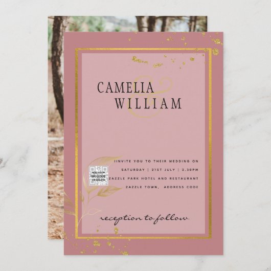 Moderne FOTOGRAFIE Huwelijksuitnodiging QR CODE RS Kaart (Voorkant / Achterkant)