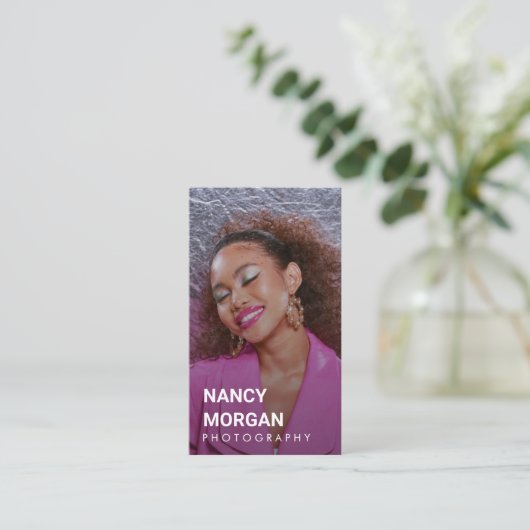 Moderne fotografie Minimalistische foto QR-code Visitekaartje (Staand voorkant)