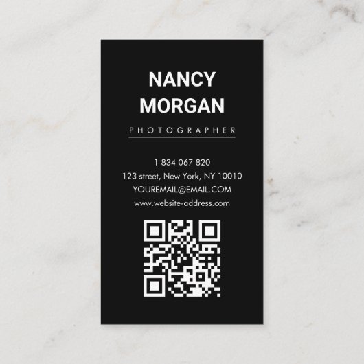 Moderne fotografie Minimalistische foto QR-code Visitekaartje (Achterkant)