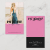 Moderne fotografie professionele fotograaf roze visitekaartje (Voorkant / Achterkant)