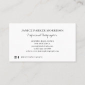 Moderne fotografie professionele fotograaf visitekaartje (Achterkant)