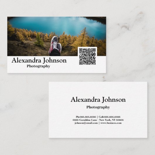 Moderne fotografie QR Code Fotograaf Visitekaartje (Voorkant / Achterkant)