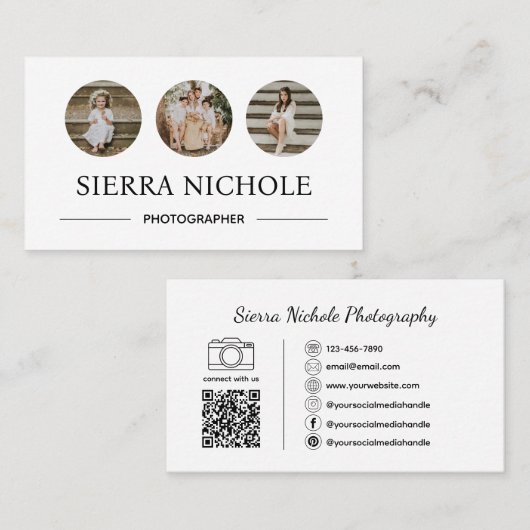 Moderne fotografie QR Code Visitekaartje (Voorkant / Achterkant)