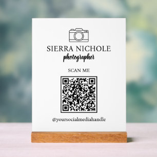 Moderne fotografie QR Code Visitekaartje Acryl Bord