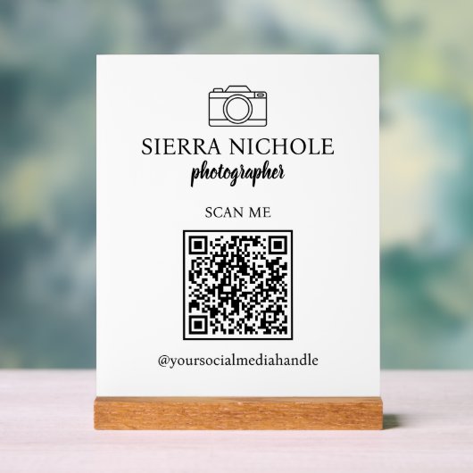 Moderne fotografie QR Code Visitekaartje Acryl Bord (Neutraal)