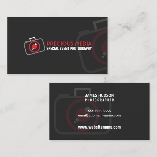 Moderne fotografie Red White Grey Visitekaartje (Voorkant / Achterkant)