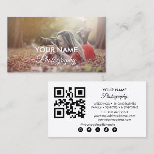 Moderne fotografie Social Media QR Code Visitekaartje