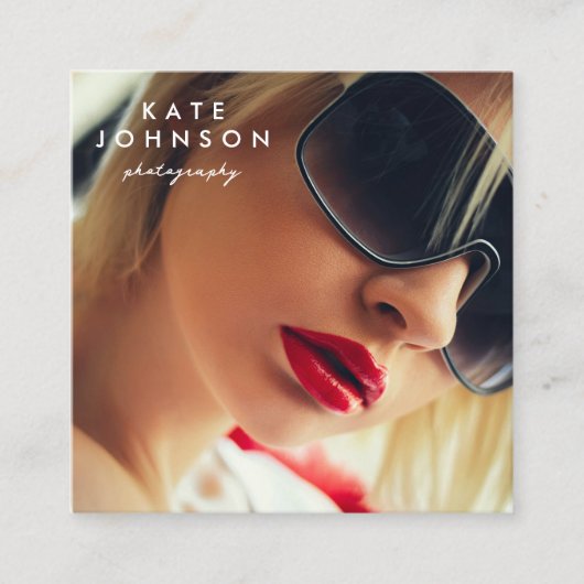 Moderne fotografie Volledige foto QR Code Social M Vierkante Visitekaartje (Voorkant)