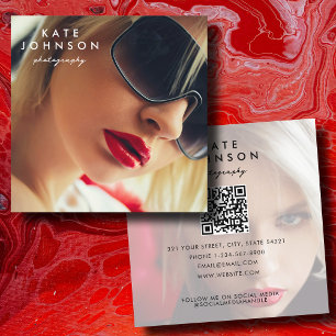 Moderne fotografie Volledige foto QR Code Social M Vierkante Visitekaartje