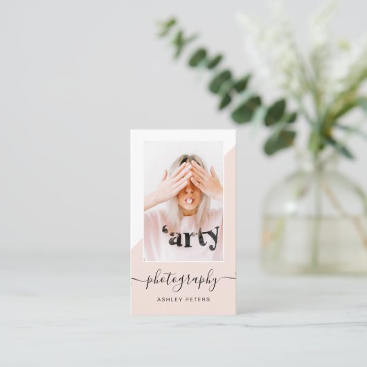 Moderne fotografie, wazige roze blokfoto visitekaartje (Staand voorkant)