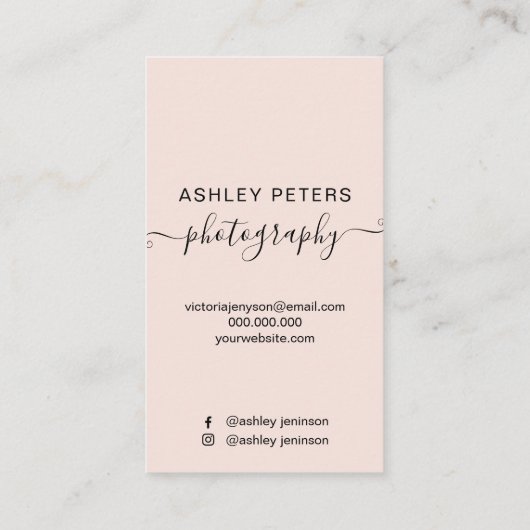 Moderne fotografie, wazige roze blokfoto visitekaartje (Achterkant)