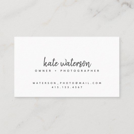 Moderne fotografie witscript | VISITEKAARTJES (Achterkant)