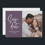 Moderne fotografische bloemige trouwdatum besparen save the date<br><div class="desc">Moderne fotografische bloemige foto trouwdatum besparen. In paars,  roze,  bruin en groen. Moderne kijk op een rustieke bruiloft met handgeschreven lettertype.</div>