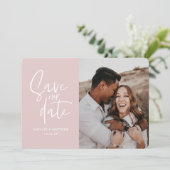 Moderne fotografische bloemige trouwkaart om de da save the date (Staand voorkant)