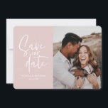 Moderne fotografische bloemige trouwkaart om de da save the date<br><div class="desc">Moderne fotografische bloemige trouwkaart om de datum te reserveren. In paars,  roze,  bruin en groen. Moderne interpretatie van een rustieke bruiloft met handgeschreven lettertype.</div>