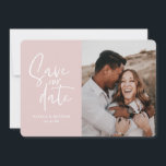 Moderne fotografische bloemige trouwkaart om de da save the date<br><div class="desc">Moderne fotografische bloemige trouwkaart om de datum te reserveren. In paars,  roze,  bruin en groen. Moderne interpretatie van een rustieke bruiloft met handgeschreven lettertype.</div>