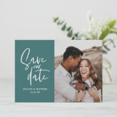 Moderne fotografische bloemige trouwkaart om de da save the date (Staand voorkant)