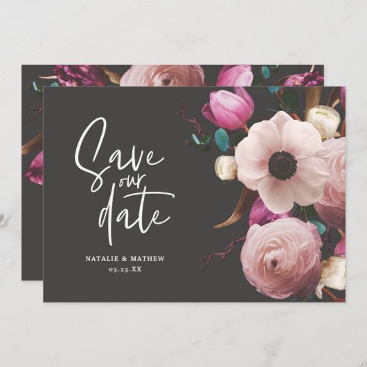 Moderne fotografische bruiloft met behoud van datu save the date (Voorkant / Achterkant)