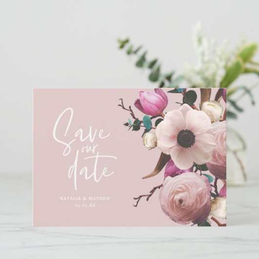 Moderne fotografische bruiloft met behoud van datu save the date (Staand voorkant)