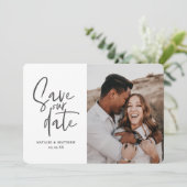Moderne fotografische bruiloft met behoud van datu save the date (Staand voorkant)