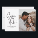 Moderne fotografische bruiloft met behoud van datu save the date<br><div class="desc">Moderne fotografische florale bruiloft bespaart de datum. In appels,  pink,  browns en groen. Modern neemt een trouwe bruiloft aan met script handschrift.</div>