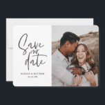 Moderne fotografische bruiloft met behoud van datu save the date<br><div class="desc">Moderne fotografische florale bruiloft bespaart de datum. In appels,  pink,  browns en groen. Modern neemt een trouwe bruiloft aan met script handschrift.</div>