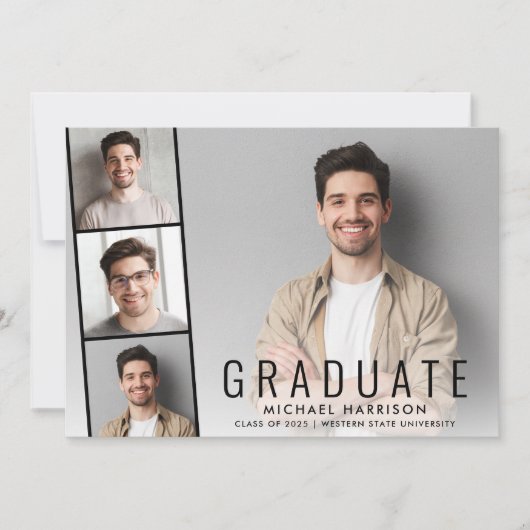 Moderne fotogreep Eenvoudig Afstuderen Aankondiging (Voorkant)