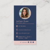 Moderne Fotohuis Logo Blush Navy Blue Realtor Visitekaartje (Voorkant)
