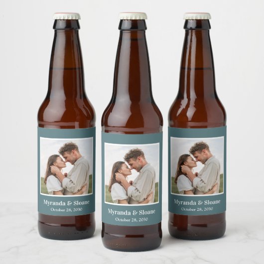 Moderne Fotohuwelijk Bier Etiket (Flessen)