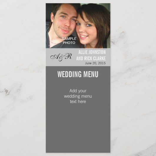 Moderne Fotohuwelijk Menu Kaarten (Voorkant)