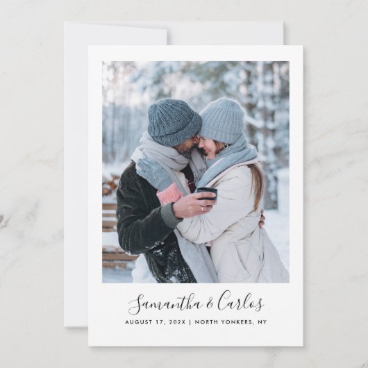 Moderne Fotohuwelijk Script Save The Date (Voorkant)