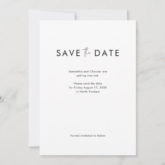 Moderne Fotohuwelijk Script Save The Date (Achterkant)