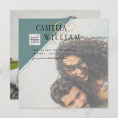 Moderne Fotohuwelijksuitnodiging QR-code RSVP Groe (Voorkant / Achterkant)