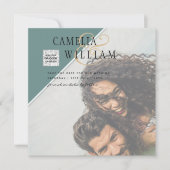 Moderne Fotohuwelijksuitnodiging QR-code RSVP Groe (Voorkant)