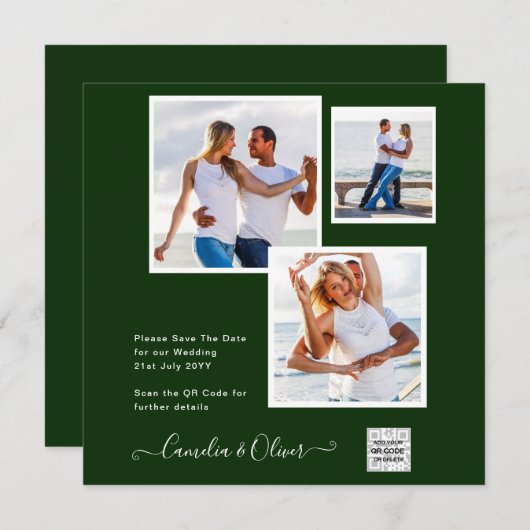 Moderne Fotohuwelijksuitnodiging QR-code RSVP Groe (Voorkant / Achterkant)