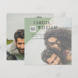Moderne Fotohuwelijksuitnodiging QR-code RSVP Groe