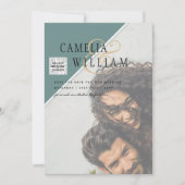 Moderne Fotohuwelijksuitnodiging QR-code RSVP Groe Kaart (Voorkant)