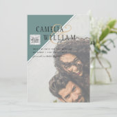 Moderne Fotohuwelijksuitnodiging QR-code RSVP Groe Kaart (Staand voorkant)