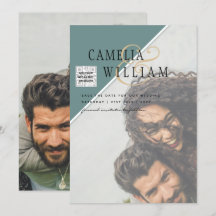 Moderne Fotohuwelijksuitnodiging QR-code RSVP Groe