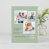 Moderne Fotohuwelijksuitnodiging QR-code RSVP Groe Kaart (Staand voorkant)